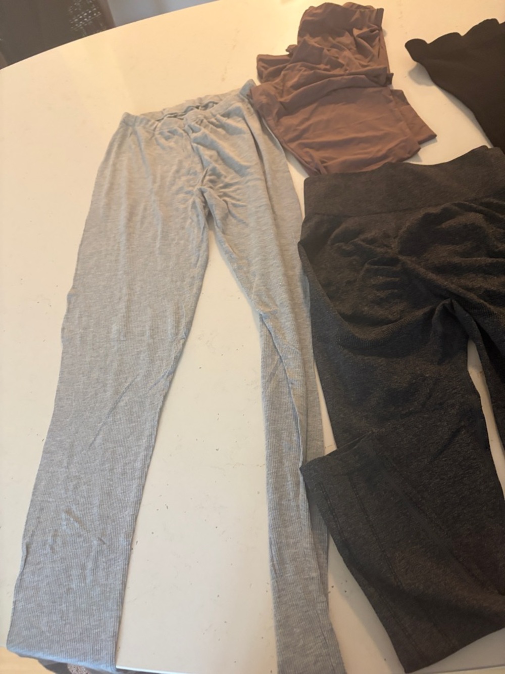 Mixed Ribbed and Knit Leggings Bundle - Black, Gray, Taupe - Picture 3 of 5